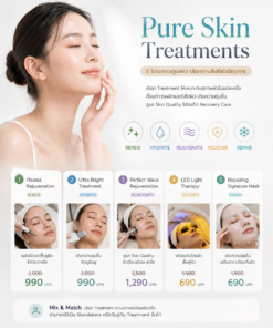 Pure Skin Treatments โปรแกรมดูแลผิว 5 รูปแบบ Plasma, Ultrasound, Perfect Wave, LED และ Repairing Mask