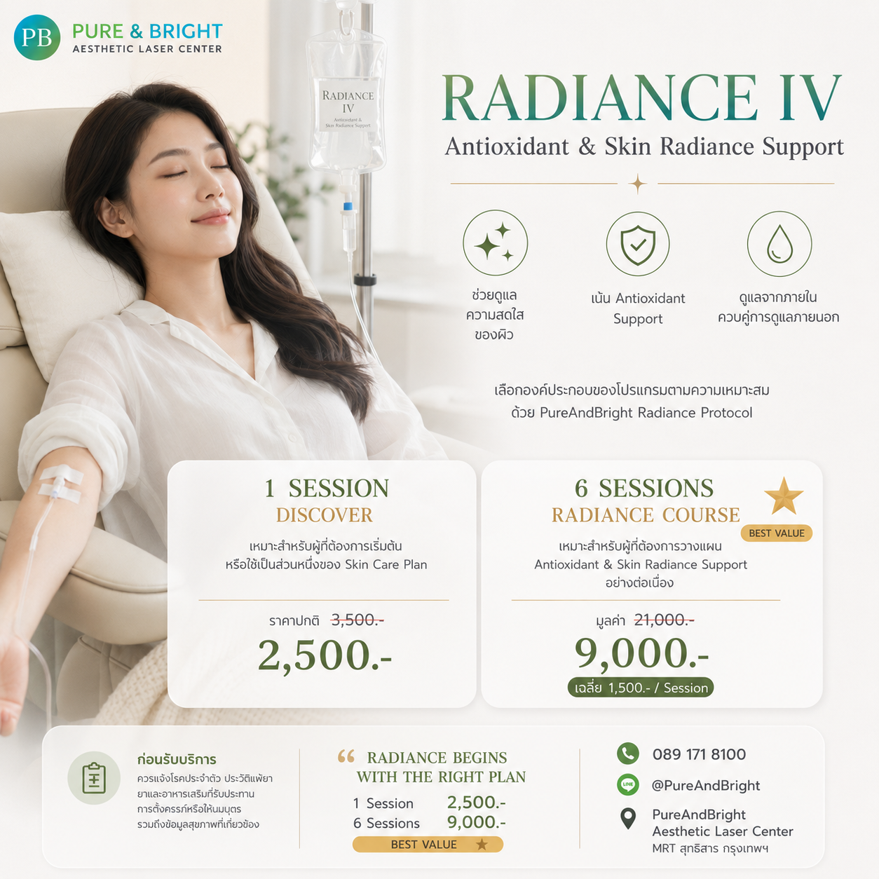 Radiance IV Radiance IV โปรแกรมวิตามินผิวและ Antioxidant สำหรับดูแลความสดใสของผิว PureAndBright